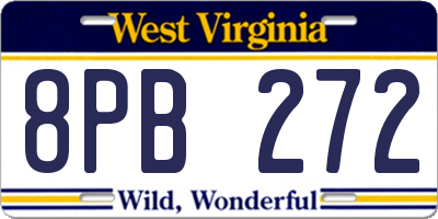 WV license plate 8PB272