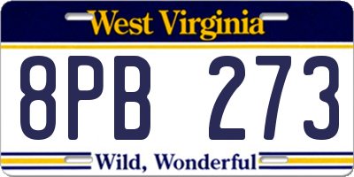 WV license plate 8PB273