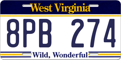 WV license plate 8PB274