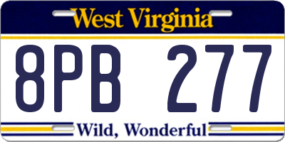 WV license plate 8PB277
