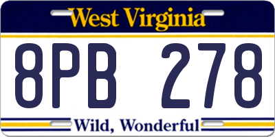 WV license plate 8PB278