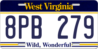 WV license plate 8PB279