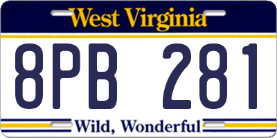 WV license plate 8PB281