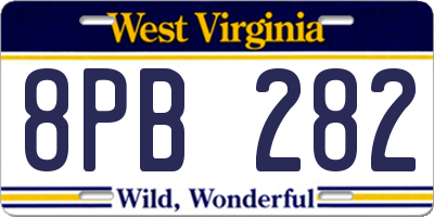 WV license plate 8PB282