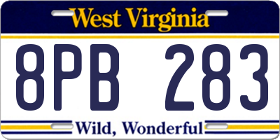 WV license plate 8PB283