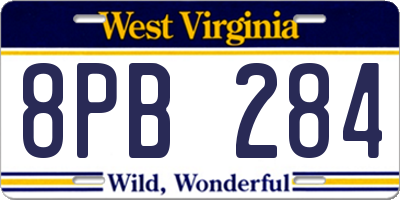 WV license plate 8PB284