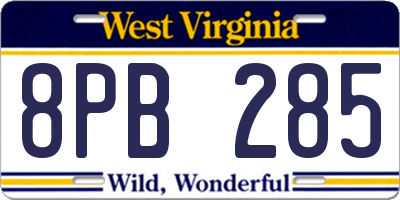 WV license plate 8PB285