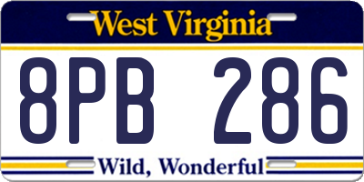 WV license plate 8PB286