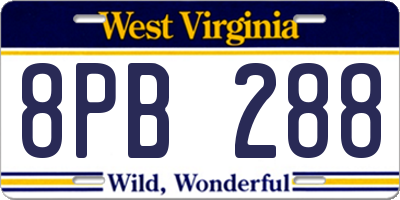 WV license plate 8PB288