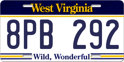 WV license plate 8PB292