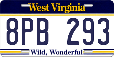 WV license plate 8PB293