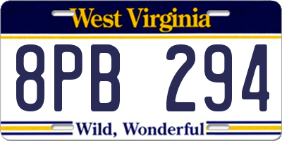WV license plate 8PB294