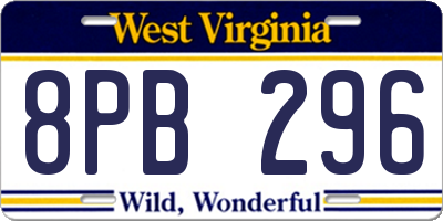 WV license plate 8PB296