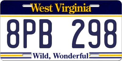 WV license plate 8PB298