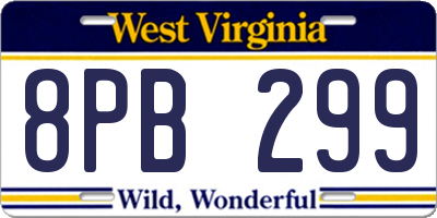 WV license plate 8PB299