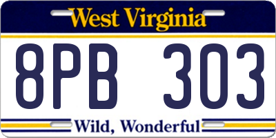 WV license plate 8PB303