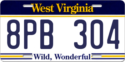WV license plate 8PB304
