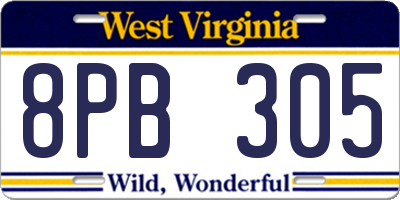 WV license plate 8PB305