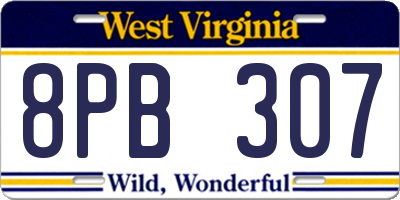 WV license plate 8PB307