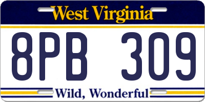 WV license plate 8PB309