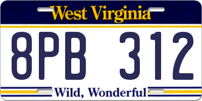 WV license plate 8PB312
