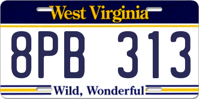 WV license plate 8PB313
