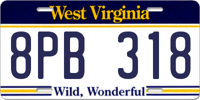 WV license plate 8PB318