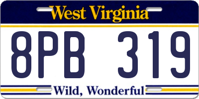WV license plate 8PB319