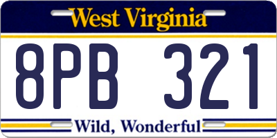 WV license plate 8PB321