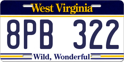 WV license plate 8PB322