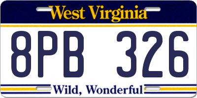 WV license plate 8PB326