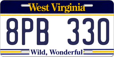 WV license plate 8PB330