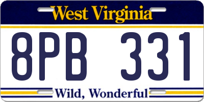 WV license plate 8PB331