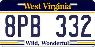 WV license plate 8PB332