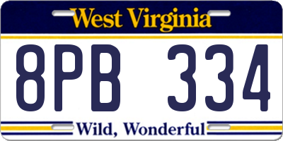 WV license plate 8PB334