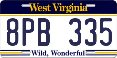 WV license plate 8PB335