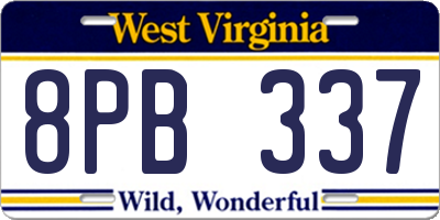 WV license plate 8PB337