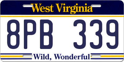 WV license plate 8PB339