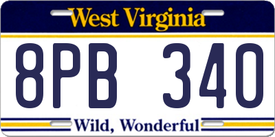WV license plate 8PB340