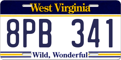 WV license plate 8PB341