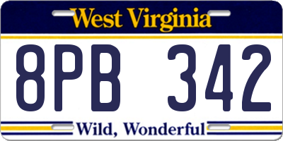 WV license plate 8PB342