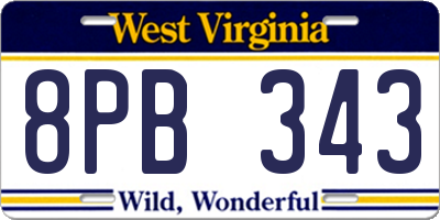 WV license plate 8PB343