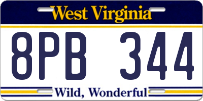 WV license plate 8PB344