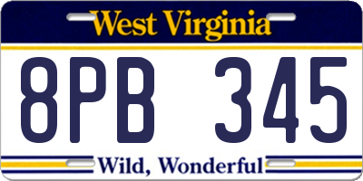 WV license plate 8PB345