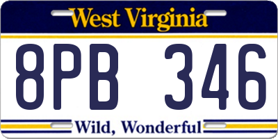 WV license plate 8PB346