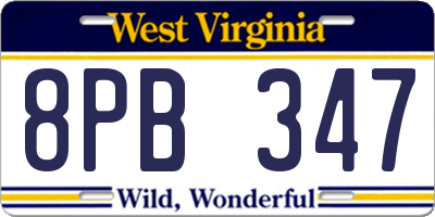 WV license plate 8PB347