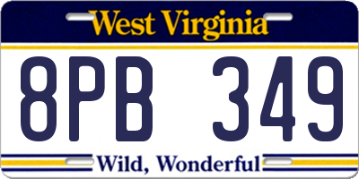 WV license plate 8PB349