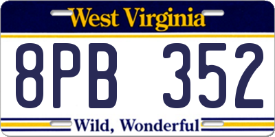 WV license plate 8PB352