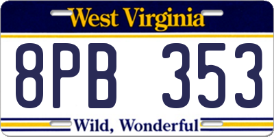 WV license plate 8PB353