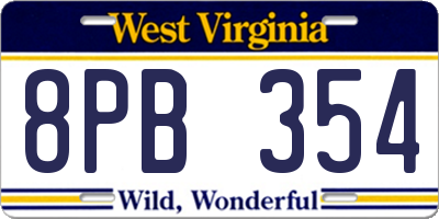 WV license plate 8PB354